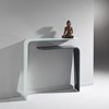 Glass console table L-SOFT by DREIECK DESIGN: OPTIWHITE color pure white + jet black
