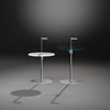 Height adjustable glass side table HEAVY METAL by DREIECK DESIGN - Optiwhite - pure white / clear glass