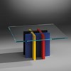 Glass coffee table MONDRIAN by DREIECK DESIGN: MONDRIAN 99 - Optiwhite clear - base MDF silk mat lacquered