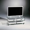 DREIECK DESIGN - glass tv rack LOGO X - FLOATGLASS clear