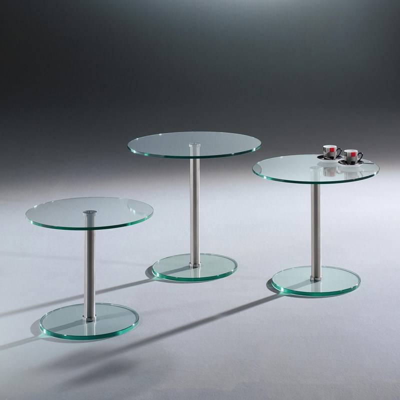 Glass side table RONDO by DREIECK DESIGN: R4540 - R5540 - R5040 - FLOATGLASS clear