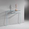 Glass console table L-SOFT by DREIECK DESIGN: OPTIWHITE clear
