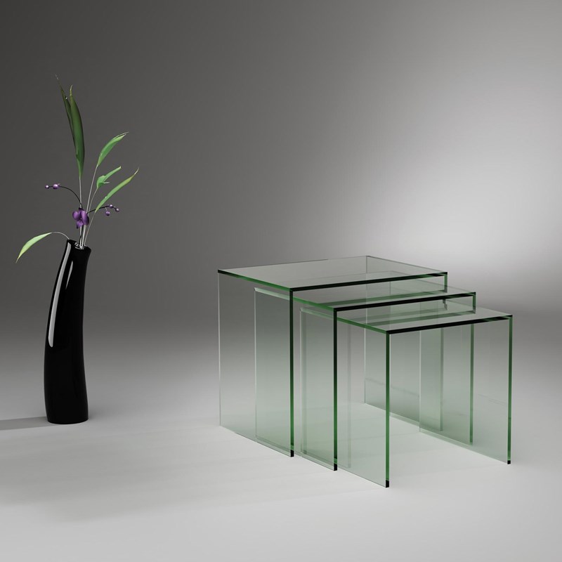Designer Satztisch aus Glas von DREIECK DESIGN: ST08-1 + ST08-2 + ST08-3 - FLOATGLAS