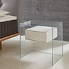 Glass nightstand PURE FLY by DREIECK DESIGN: Optiwhite glass - drawer lacquered pure white