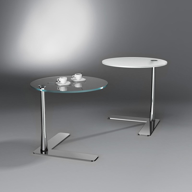 Glass side table FADO by DREIECK DESIGN: OPTIWHITE clear + satinated